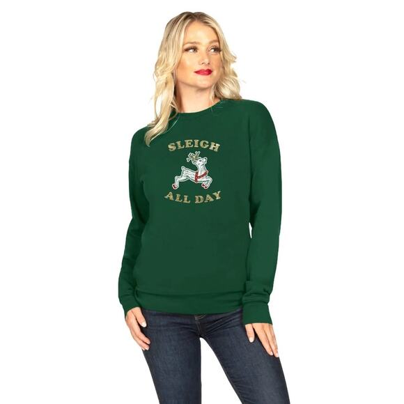Tipsy Elves “Sleigh All Day” Green Reindeer Sweatshirt Size 3XL NWOT - Picture 8 of 8